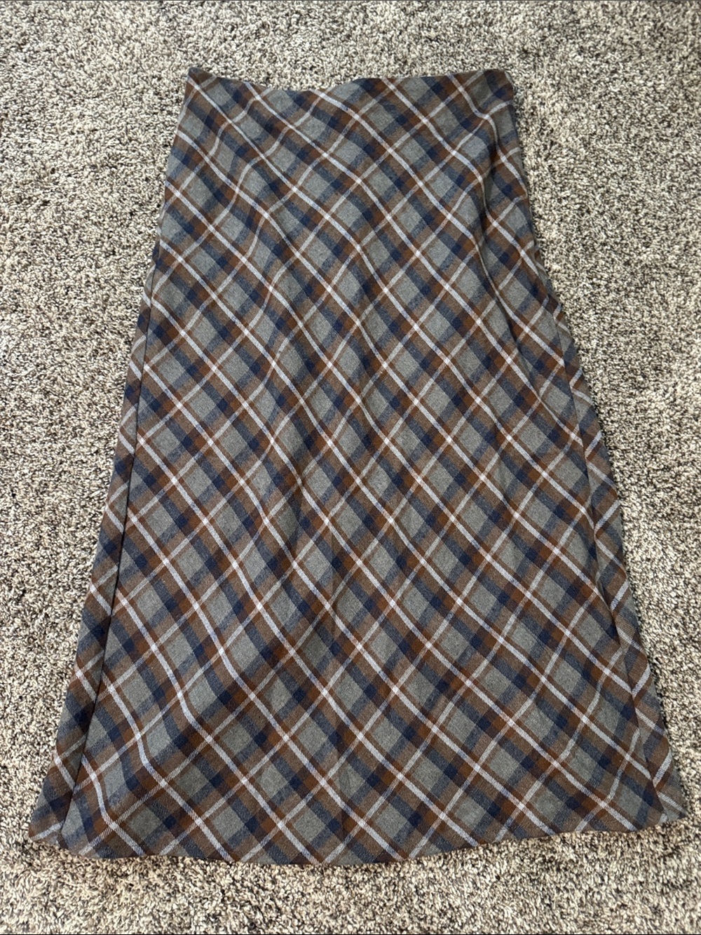 Gilli Plaid Maxi Skirt in Brown and Blue